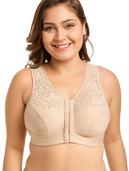 Delimira-Womens-Full-Coverage-Wirefree-Lace-Plus-Size-Front-Closure-Bra-Racerback